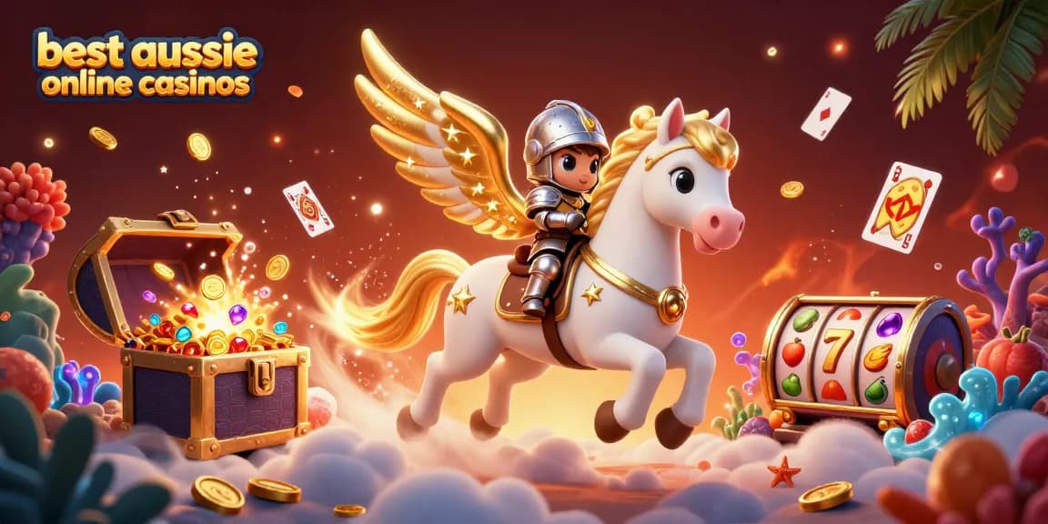 Experience the excitement of the best aussie online casinos with our vibrant 3D casino illustration.