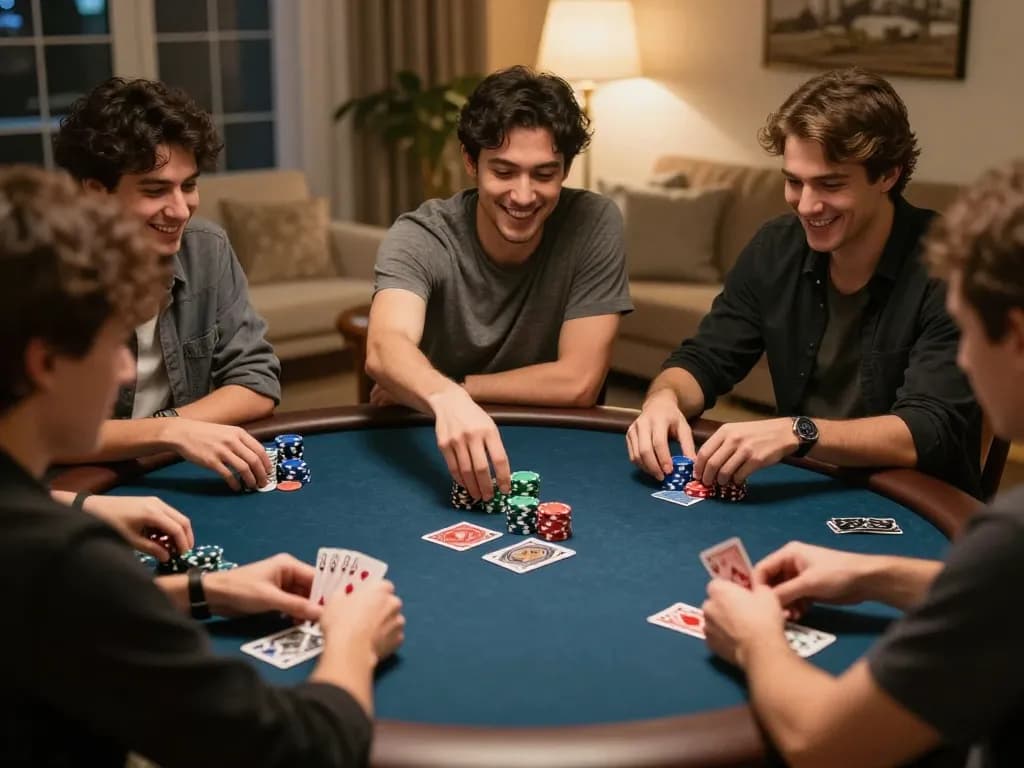Players engaging in a thrilling poker game at home while using 789winh for online strategies.