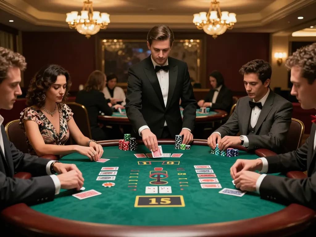 Players engaging in crucial moments at a blackjack table at 89bet com, showcasing strategic gameplay and excitement.
