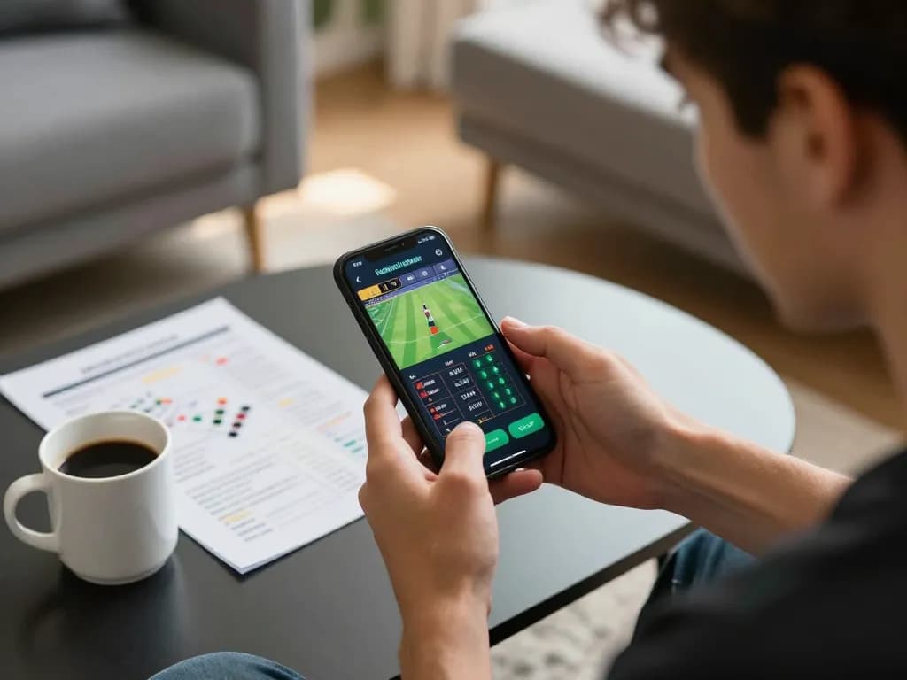 Player engaged in mobile betting on Nhà cái MB88 app, showcasing a strategic sports betting moment.