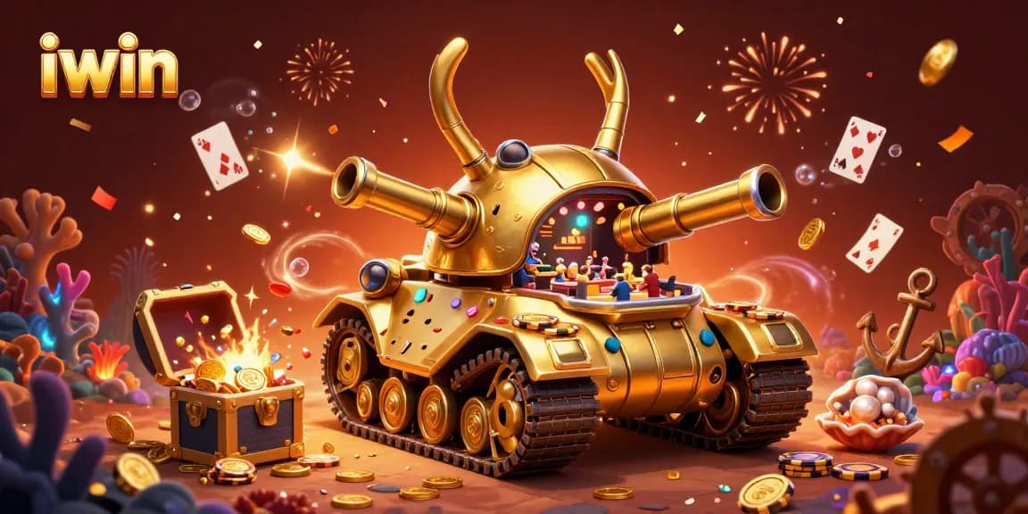 Experience excitement with iwin's cartoon golden beetle tank hosting a miniature casino adventure.