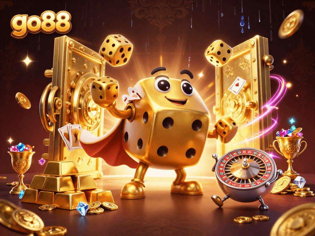 Experience thrilling gameplay with go88's captivating golden dice golem and rich casino elements