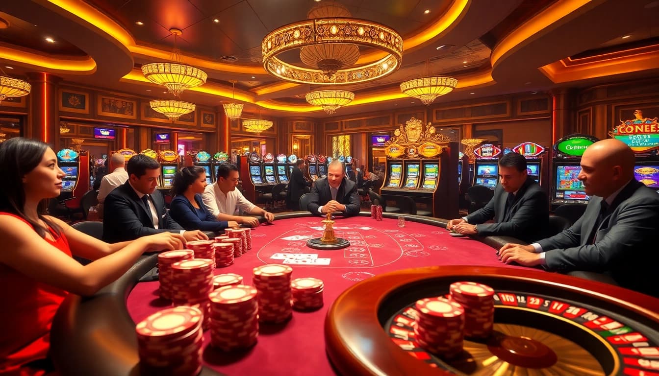 Players enjoying the thrilling casino atmosphere at 8XX, showcasing poker action and colorful chips.