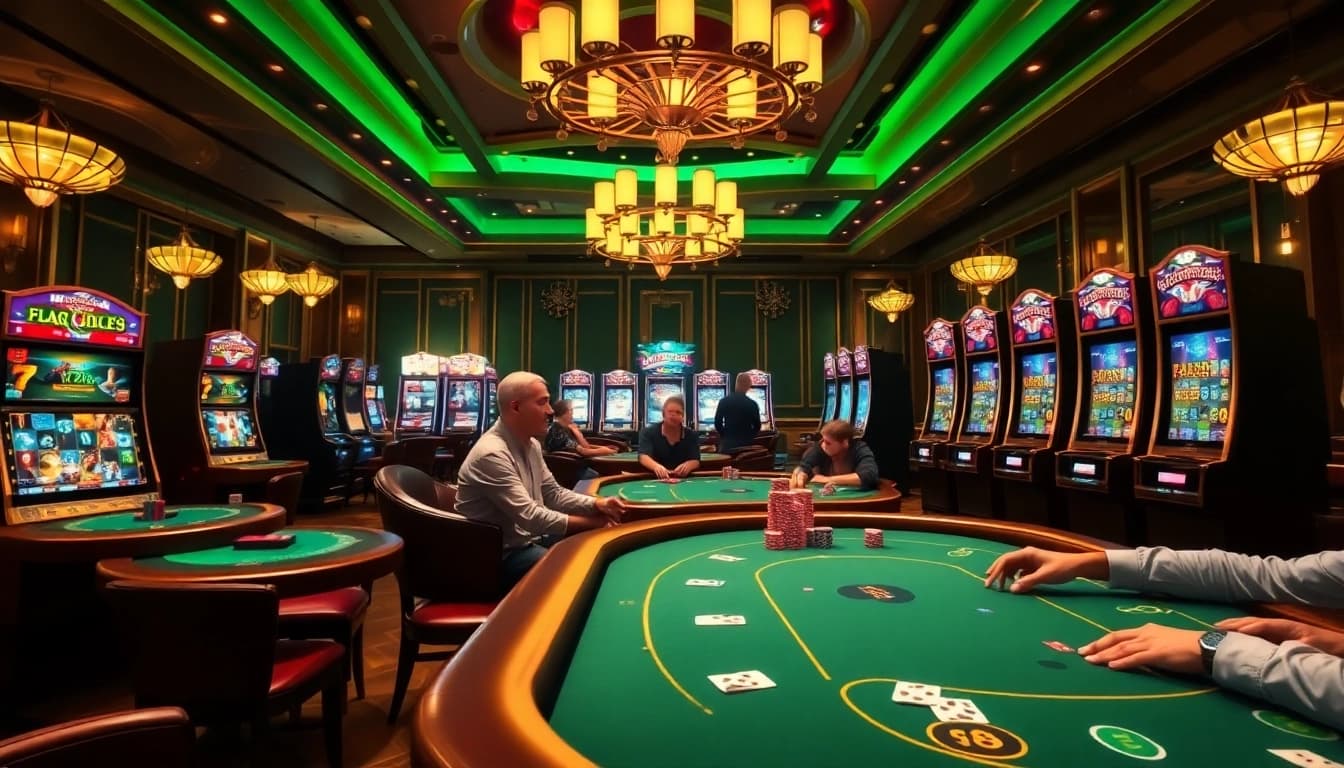 Action-packed gaming at https://rr999.net/ with poker chips and vibrant slot machines.