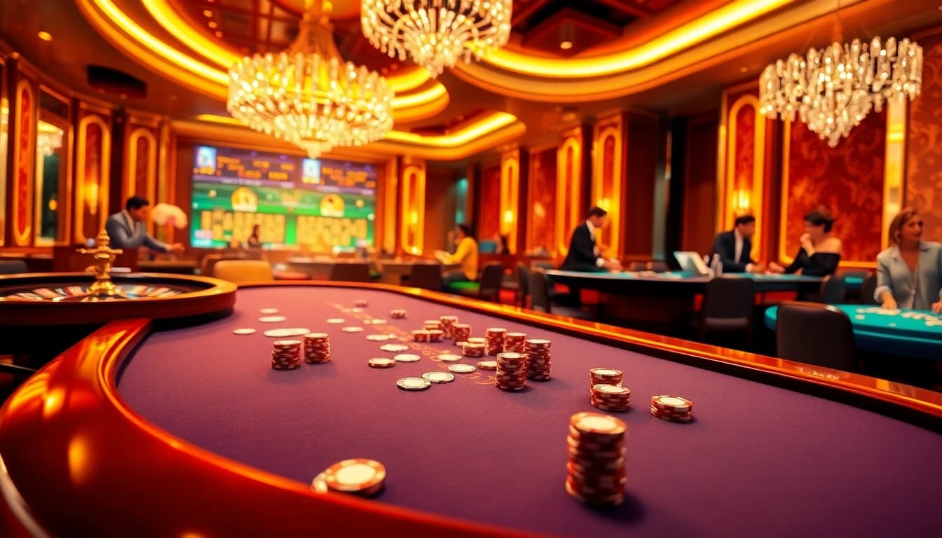 Experience the thrill of excitement at https://lucky88ai.net/ with players engaging at a high-stakes casino table.