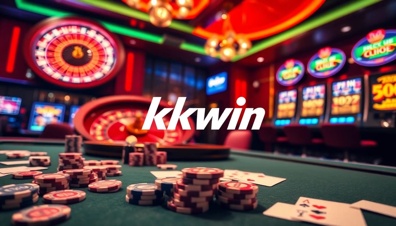 Experience thrilling gameplay at kkwin’s luxurious casino tables with poker chips and roulette.