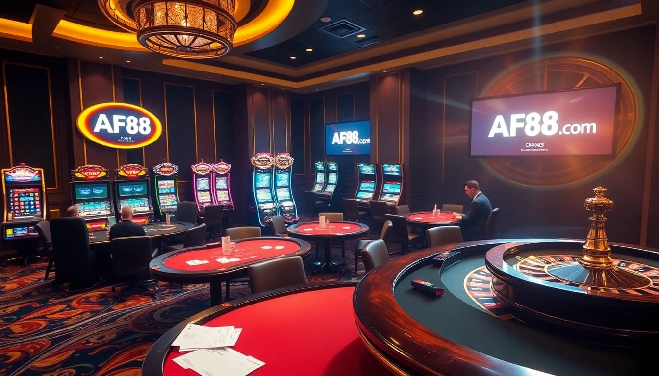 Engaging in exciting poker gameplay at AF88 com online casino, showcasing poker chips and betting slips.