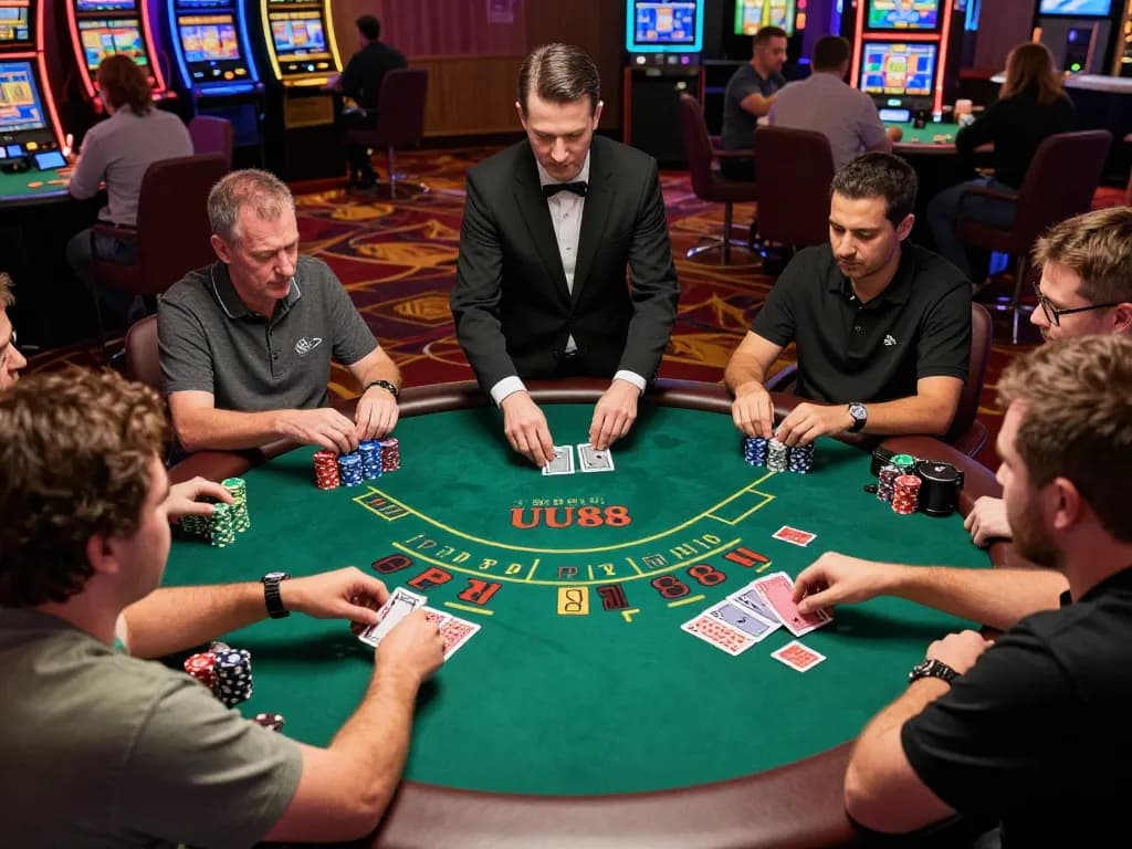 Players actively engaging in a live dealer blackjack game at uu88 com, showcasing dynamic betting and strategic gameplay.