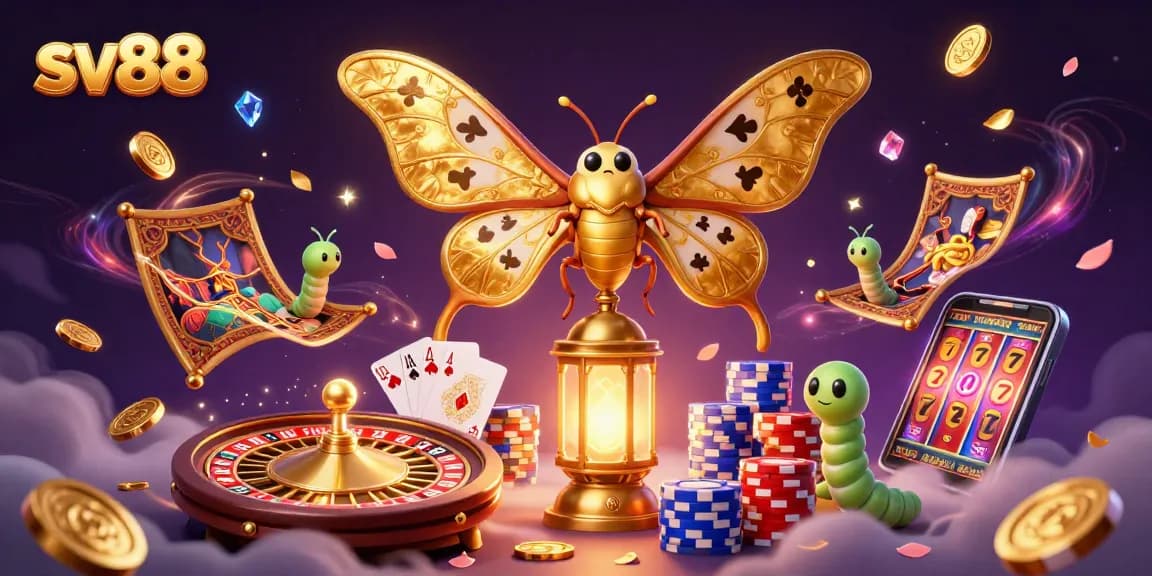 Play dynamic slots at sv88 with golden rewards and vibrant casino scenes.