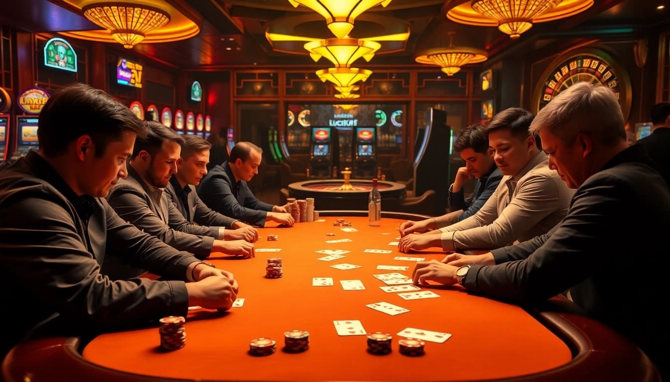 Experience excitement at LUCK8 CAFE with high-stakes poker and vibrant casino atmosphere.