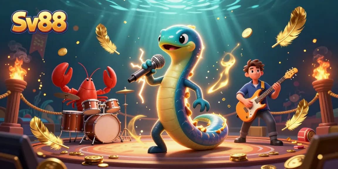 Sv88 showcases an underwater casino with an electric eel DJ, enhancing the gambling experience.
