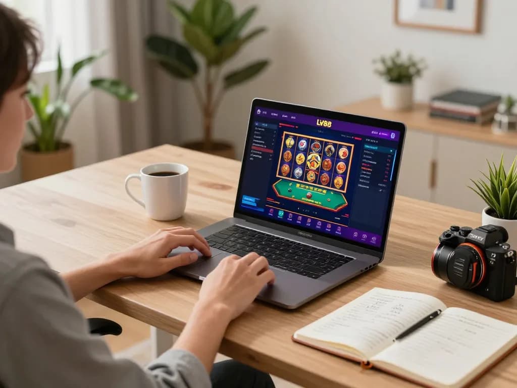 Engaging online LV88 gaming session with a detailed gaming interface and personal strategy notes