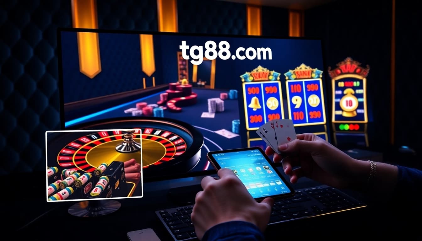 Placing strategic bets at a tg88.com live roulette table with vibrant chips and cards