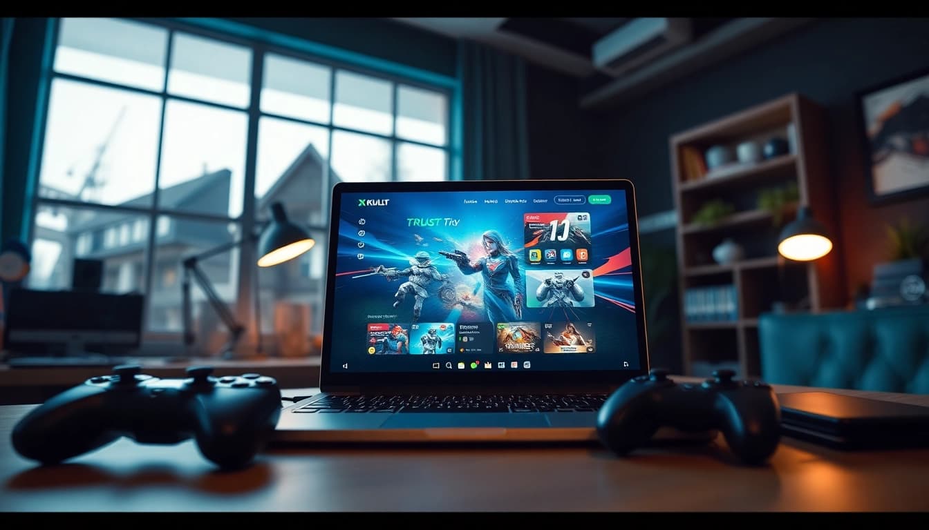 Exciting online gaming interface on a laptop symbolizing Ku11.