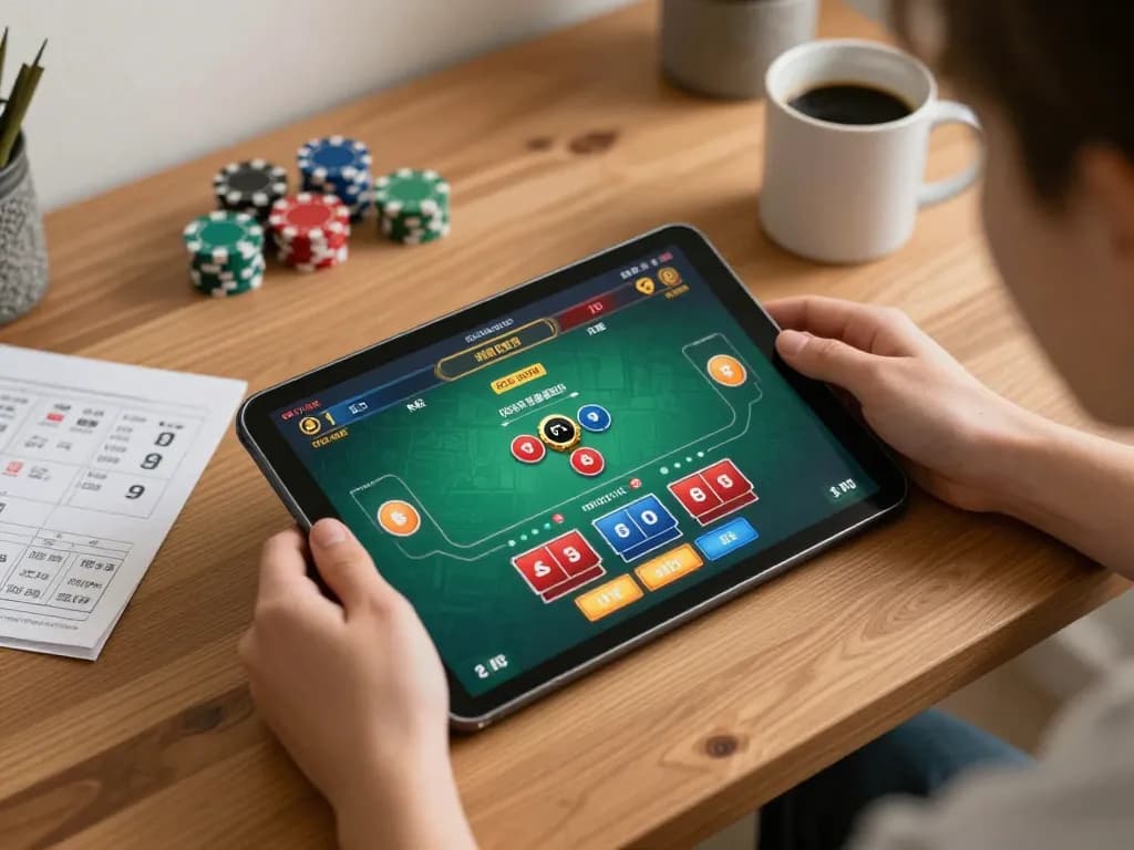 Engaging gameplay on rik vip tablet, showcasing interactive poker action and personal strategy notes