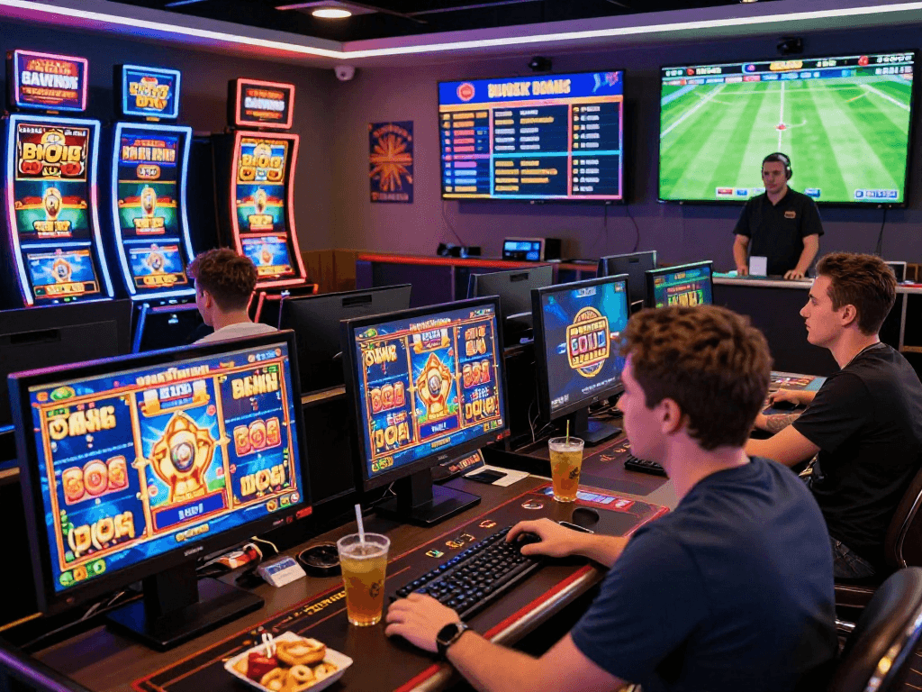 Engaged players exploring casinos not on gamstop online, showcasing diverse games and vibrant atmosphere.