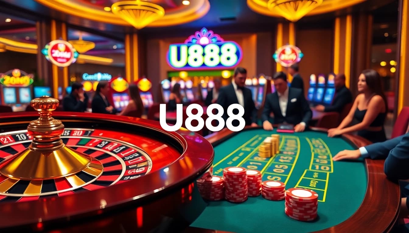 Experience the thrill of U888 casino with vibrant roulette and elegant blackjack tables.