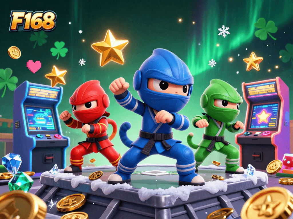 Experience thrilling F168 action with chameleons battling in a colorful casino world.