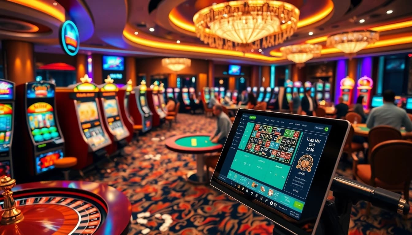 Experience the excitement of gambling at Trang chu daga with vibrant casino games, shimmering chips, and thrilling players.