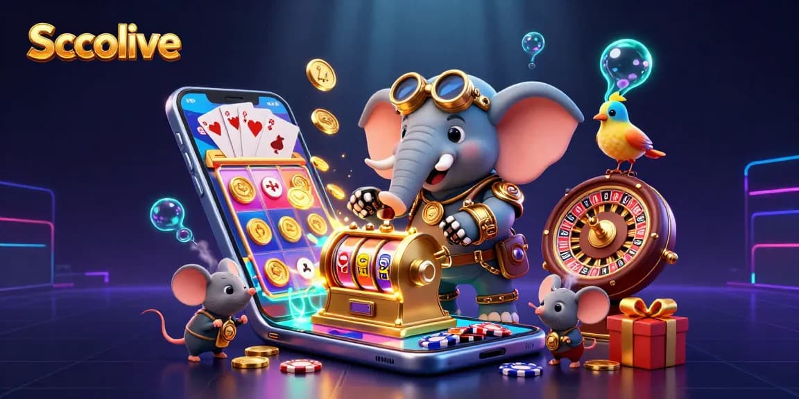 Socolive engages players with vibrant 3D steampunk elephant, golden slot machine, and dazzling casino elements.