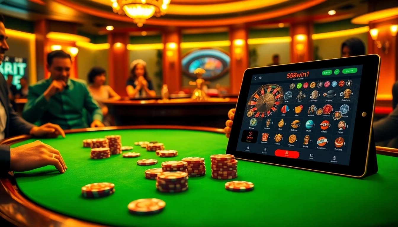 Experience the vibrant excitement of online gambling with 58win1's immersive casino scene.