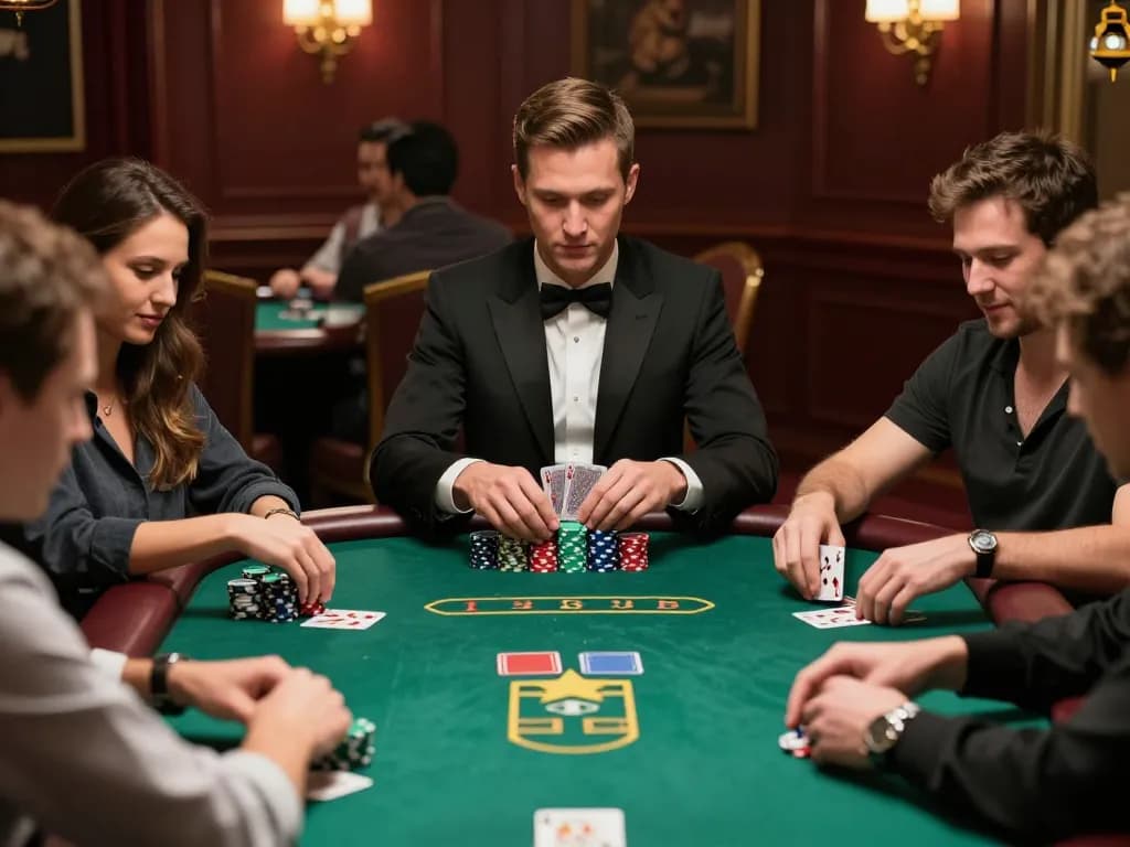 Experience intense poker gameplay at vb88game with players engaged and high stakes at play.