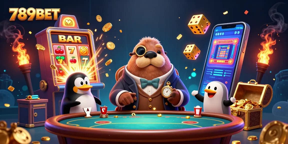 Experience thrilling gameplay at 789BET with a 3D scene of underwater poker and lively casino elements.