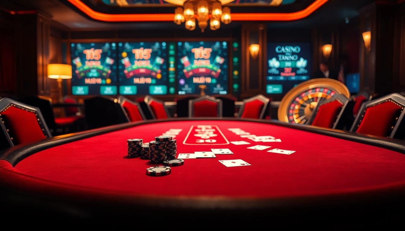 Experience the thrill at https://tg88-vn.jpn.com/ with a vibrant casino scene featuring poker chips and cards.