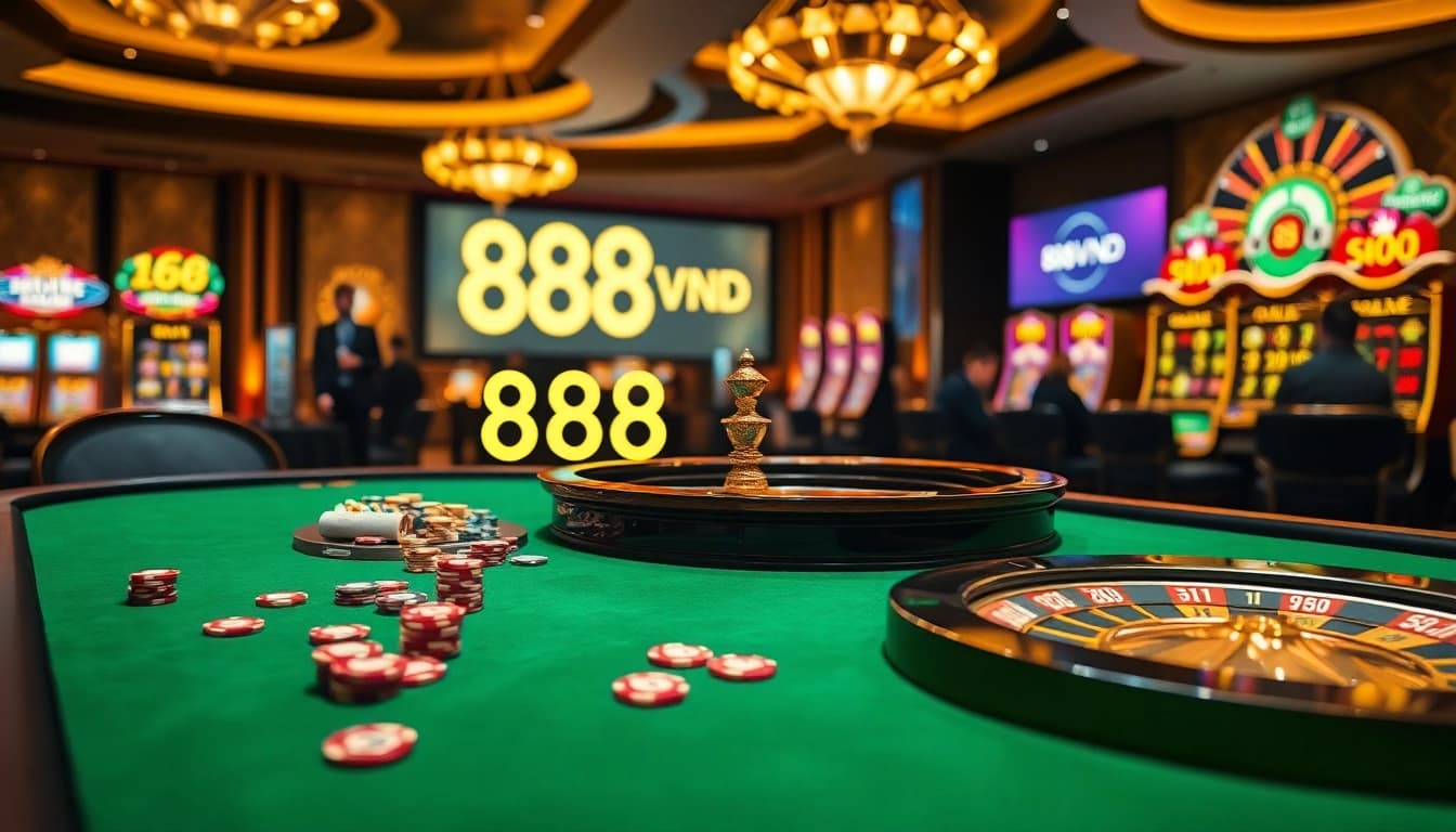 Experience the excitement of the 888VND GAME with interactive casino elements and vibrant visuals.