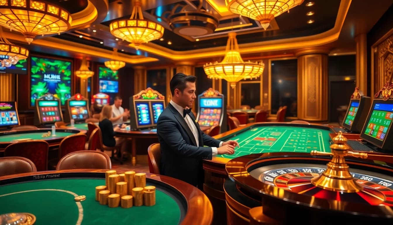 Experience the excitement at nhà cái bl555 with vibrant casino games, opulent decor, and thrilling winning moments.