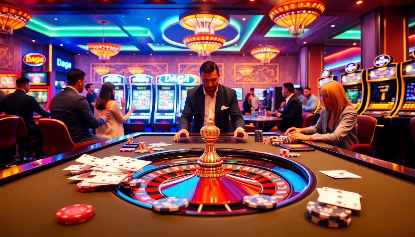 Players enjoying an exciting casino experience, focusing on the daga link for seamless online gambling.