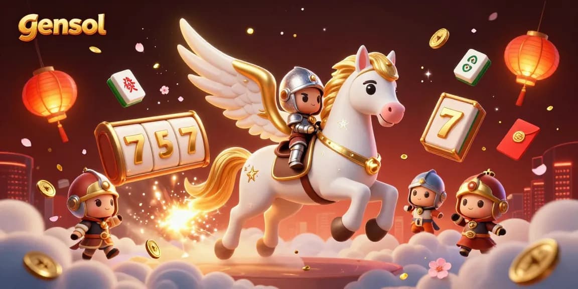 Engage in immersive gambling with gensol’s celestial theme featuring a heroic knight and winning slot symbols.