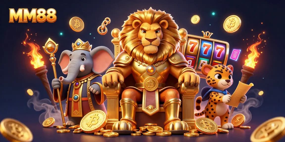 Experience the thrill of MM88 with an exciting casino adventure featuring a royal lion king.