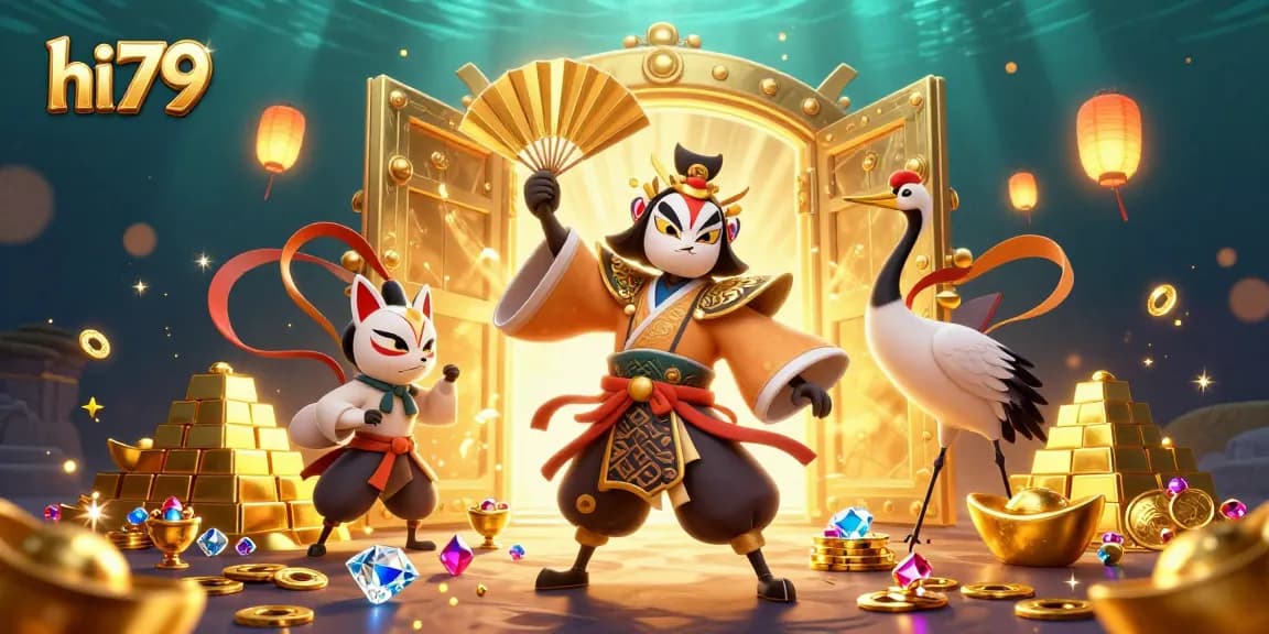 Engage with hi79's thrilling online gaming experience featuring vibrant casino illustrations.