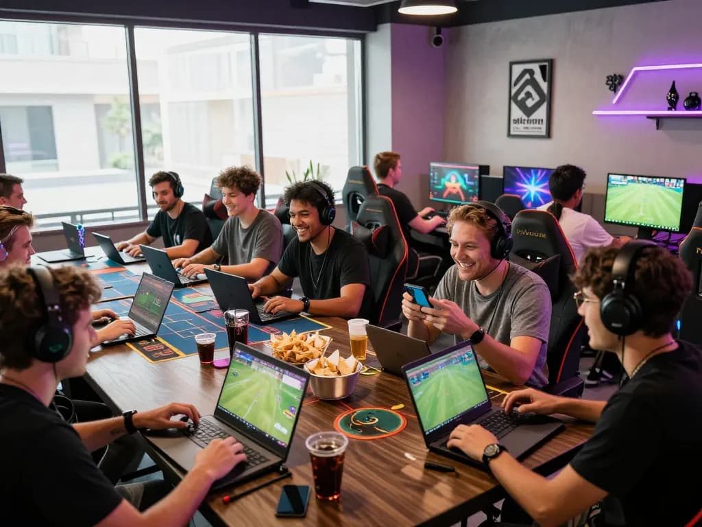Players engaging in thrilling games at https://sonclub.baby/ vibrant gaming lounge environment.