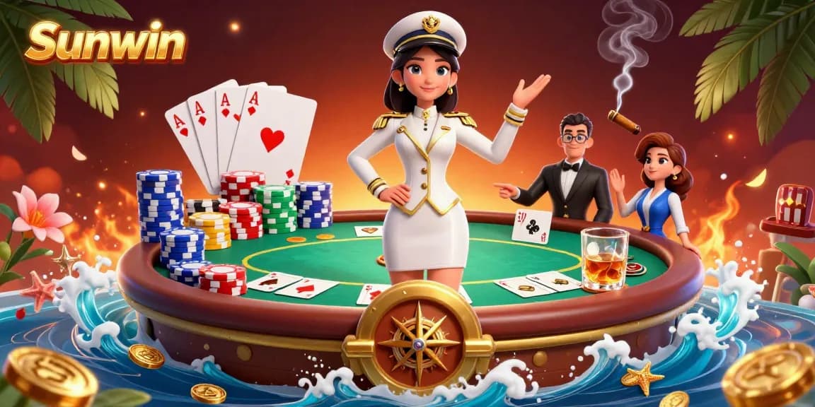 Win big at Sunwin while enjoying a packed poker table with dynamic gameplay and vibrant casino atmosphere.