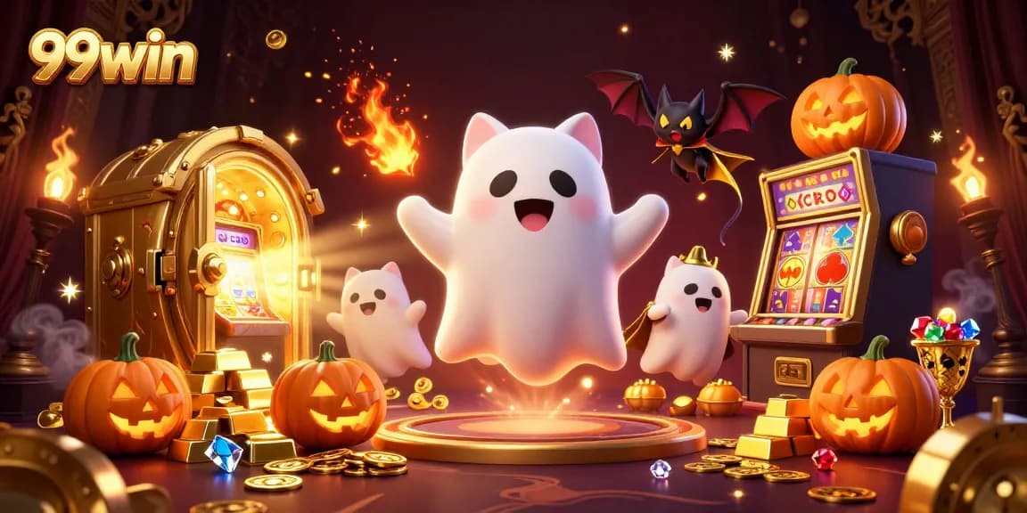 Engage with the vibrant excitement of 99win in this dynamic casino scene filled with treasures.
