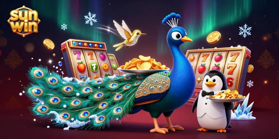 Experience thrilling jackpot wins with sun win in this vibrant casino scene illustration.