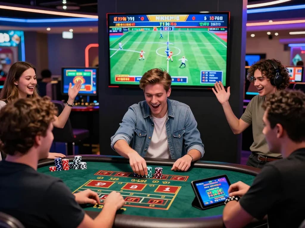 Players enjoying bk8 online gaming experience with vibrant atmosphere and casino games.