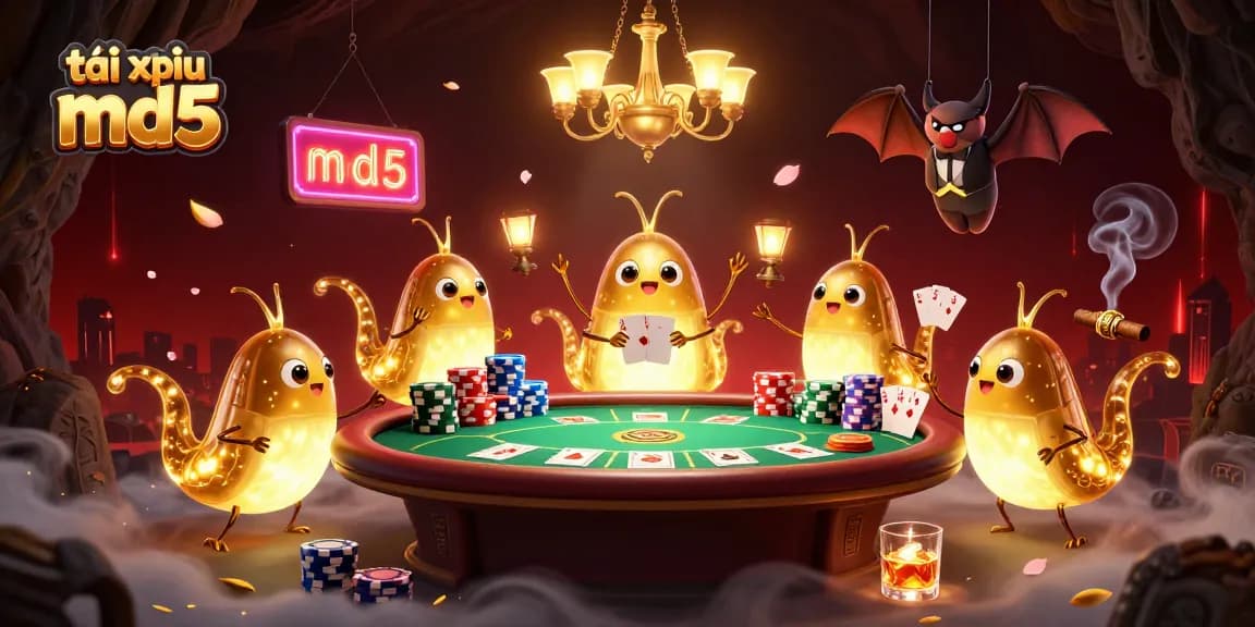 Play exciting tài xỉu md5 with glowing characters in a vibrant casino illustration.