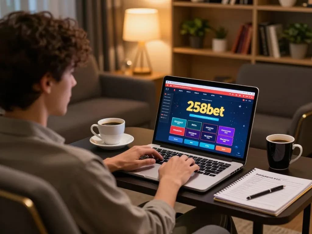 Player focused on 258bet online gaming interface, analyzing strategies for better bets