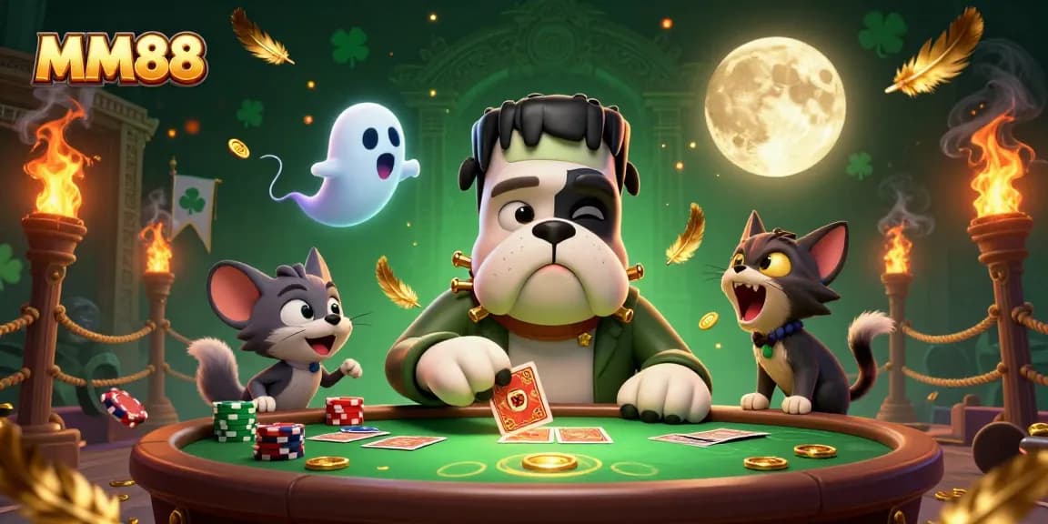 Engage in thrilling gameplay at MM88, featuring a unique casino scene with dynamic elements.