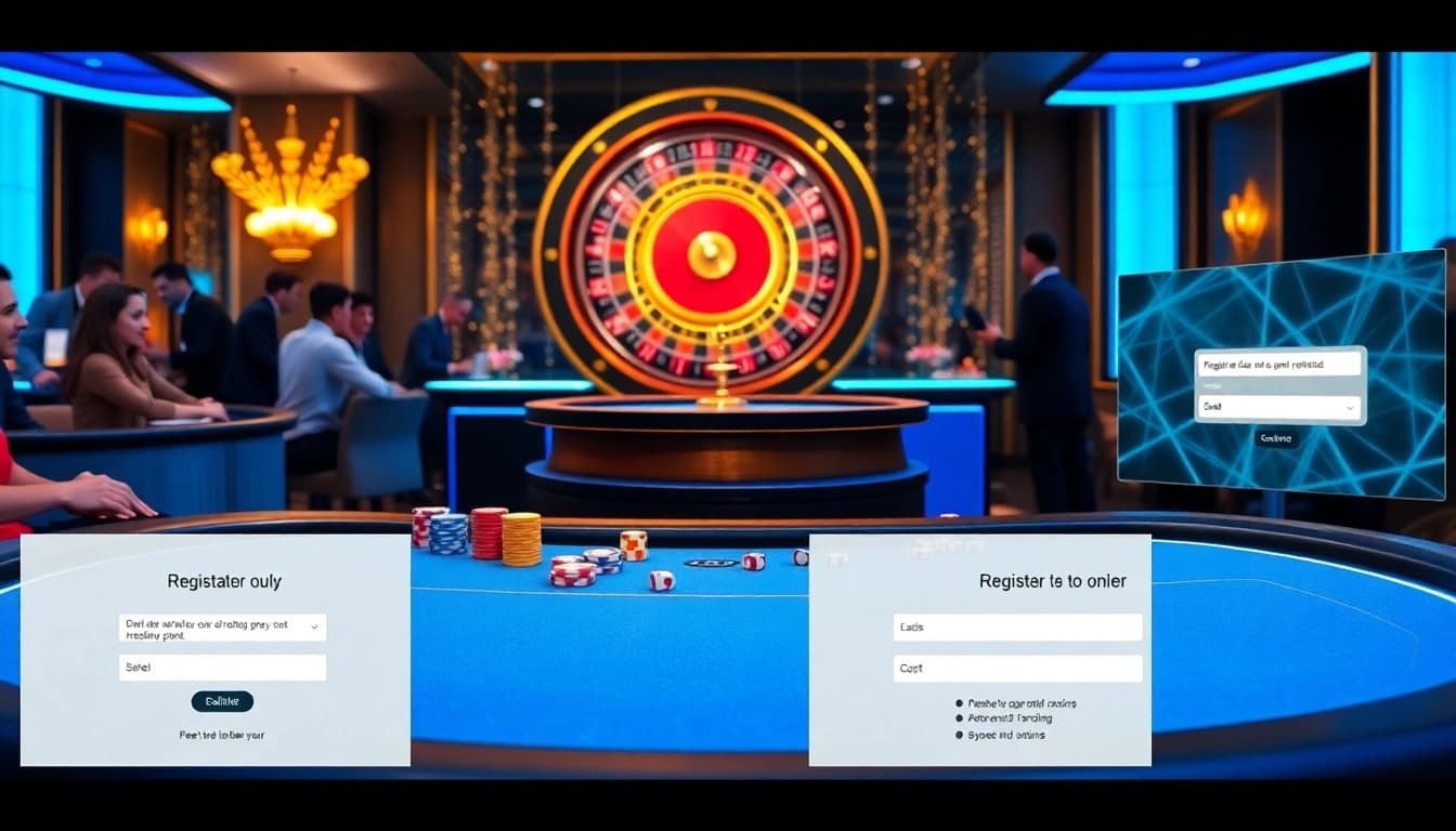 Engaging casino scene with players eager to নিবন্ধন করুন for online gaming excitement.