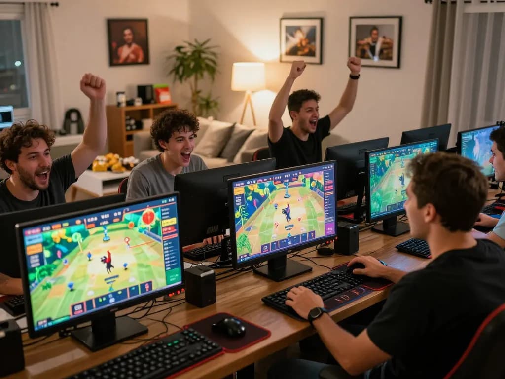 Engaged players at GA179 cockfight betting online, celebrating victories with excitement.