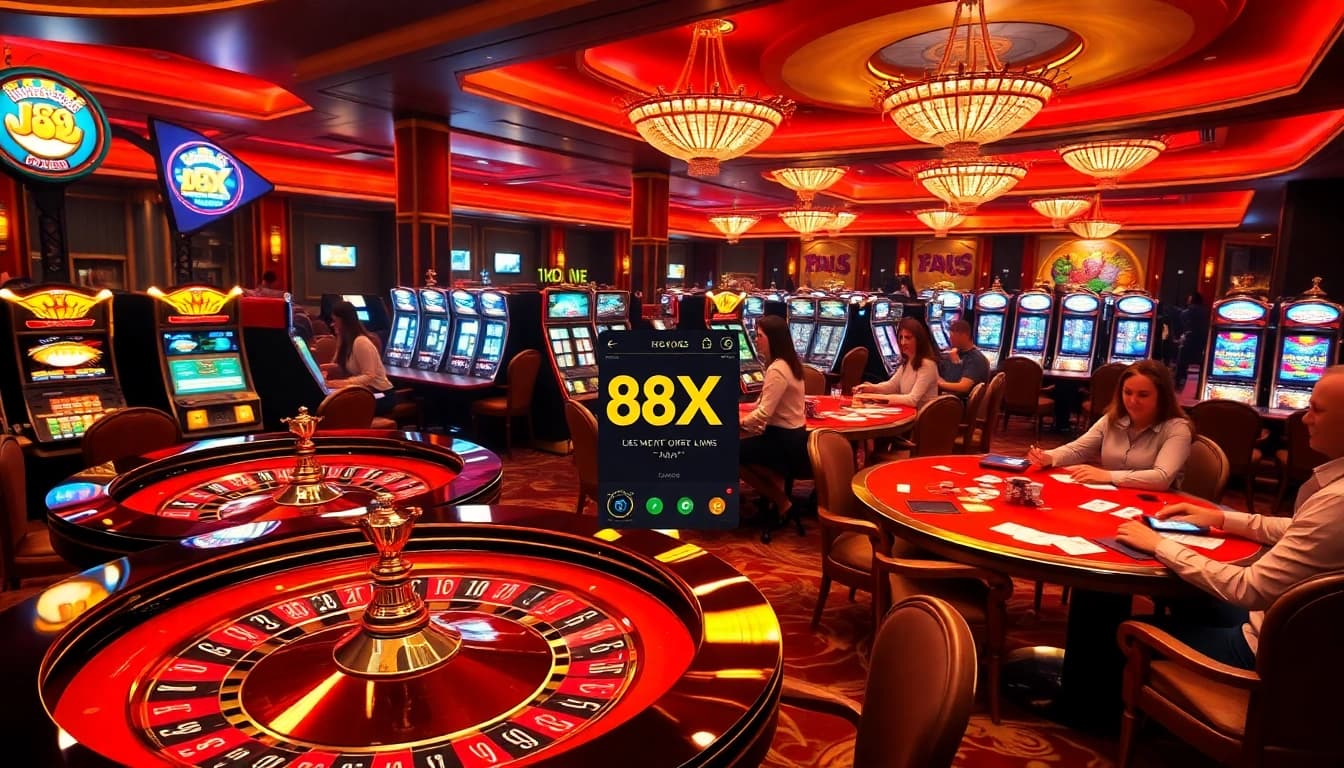 Experience the thrill of the 88XX app with exciting casino games and vibrant gambling visuals.