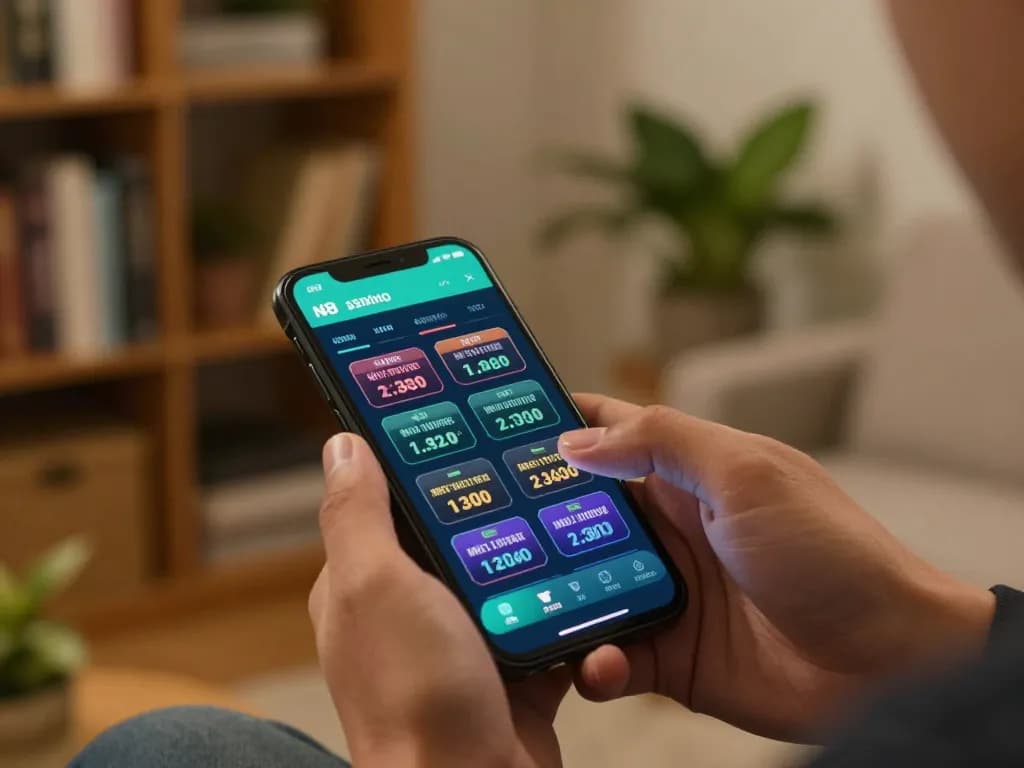 N88 app user placing bets on smartphone in a cozy home setting with betting options visible