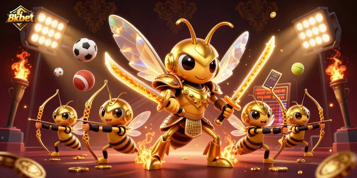 Experience the excitement of 8xbet with thrilling action as a giant hornet battles in a vibrant casino world.