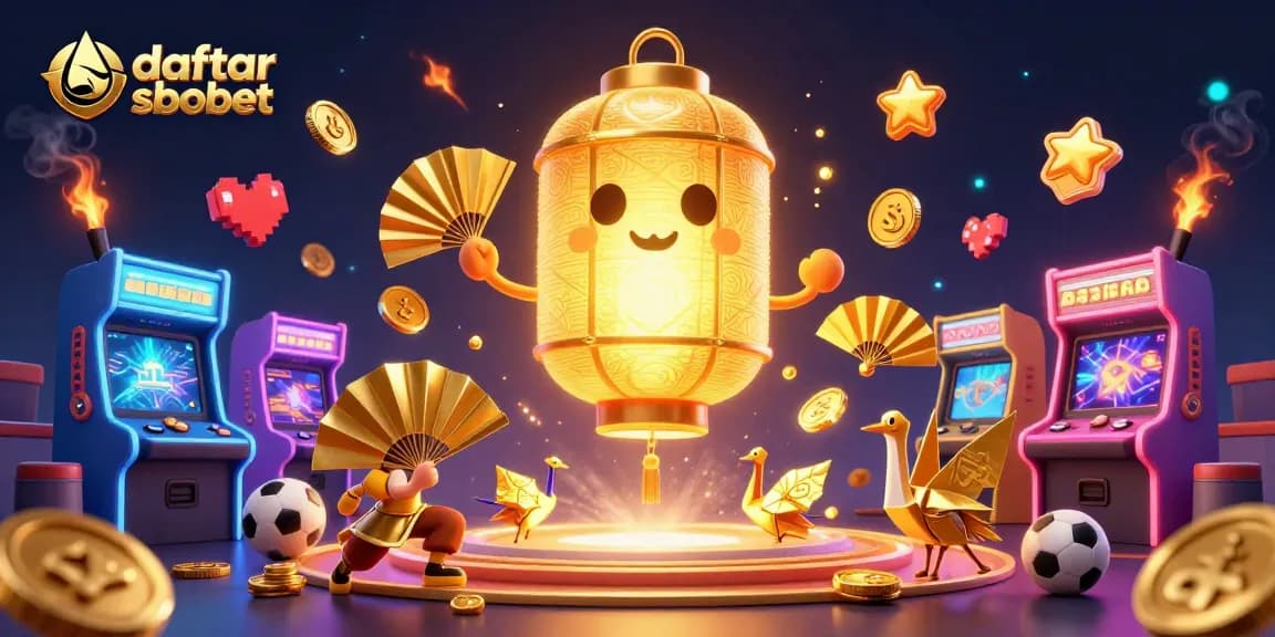 Place bets with daftar sbobet while enjoying a vibrant 3D sports betting scene featuring dynamic characters and gaming elements.