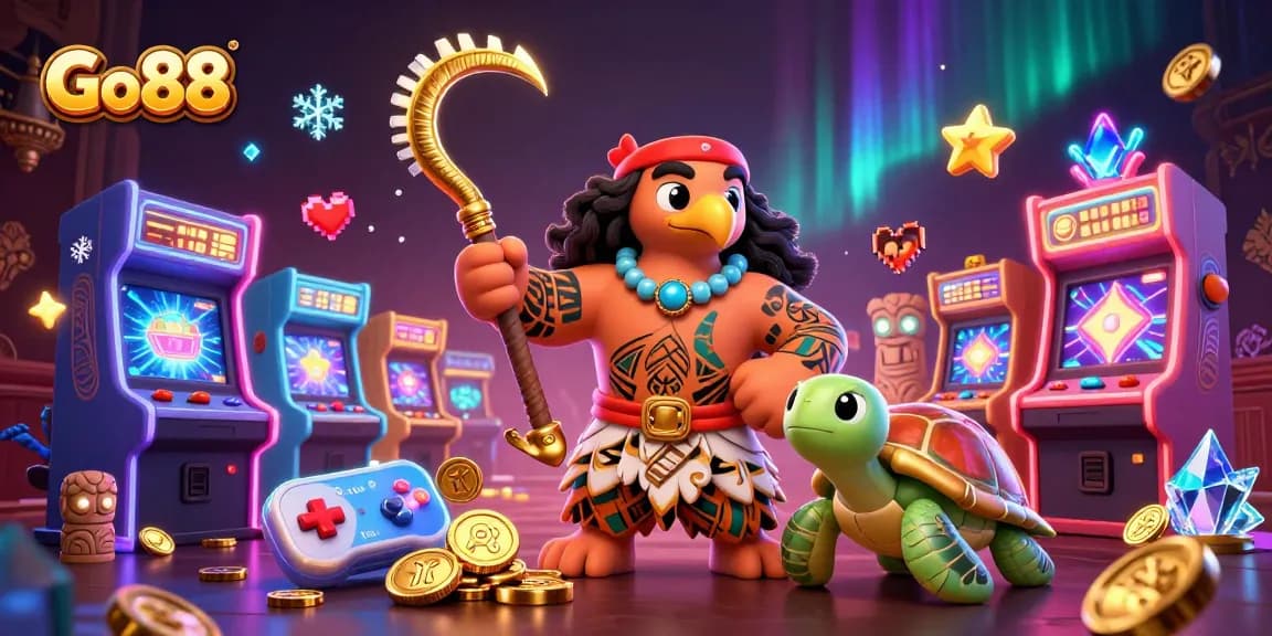 Experience Go88's vibrant gaming world with rich animations, iconic characters, and casino elements.