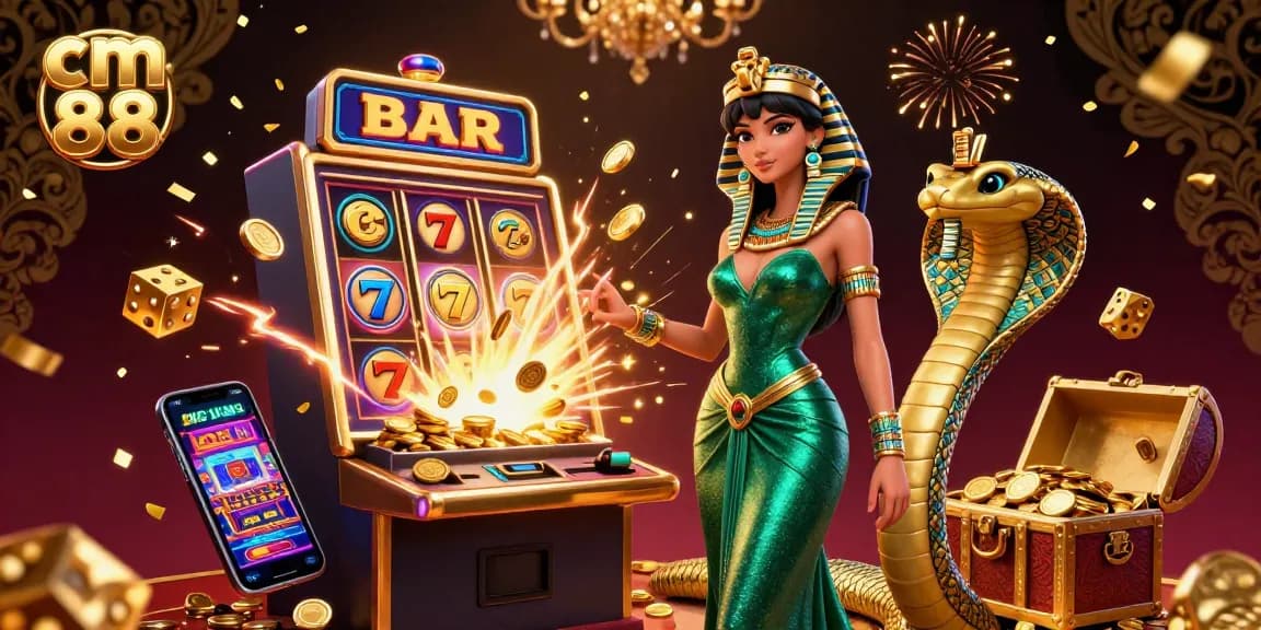 Experience the excitement of cm 88 with vibrant slot games and jackpot rewards in this stunning illustration.